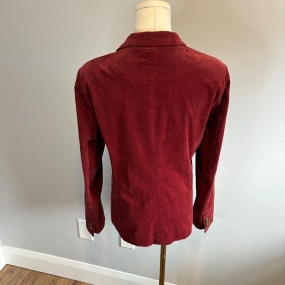 Cleo Women's Burgundy Corduroy Single Breasted Blazer, Plaid Lining SZ Small - Picture 6 of 10